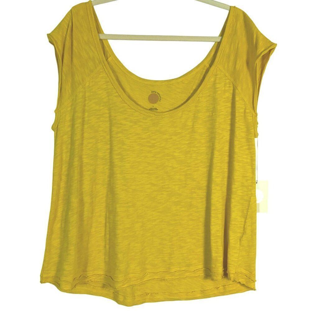 Anthropologie | Daily Practice NWT Yellow, Scoop-neck, Cap-sleeve tee, Large